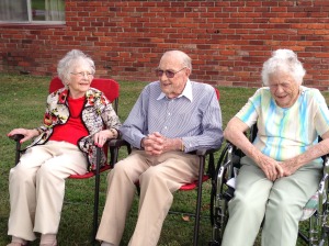 CELEBRATION YEAR – (From left) Georgia Griffin, Goebel Patton, and Maxine Ferrari, all members of Second Baptist in West Frankfort, turned 100 in 2013.