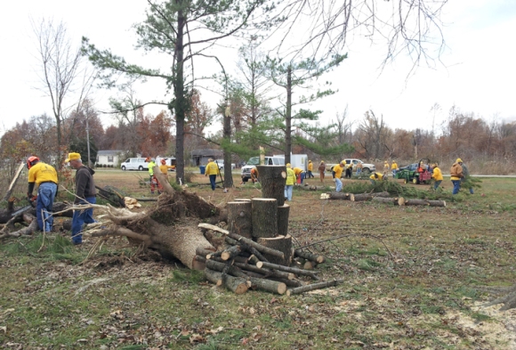 Volunteers started serving  in and around Brookport, Ill., almost immediately after the Nov. 17 storms.