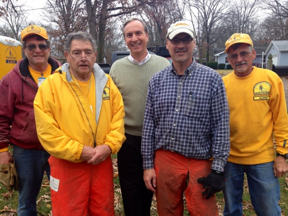 The Disaster Relief team from Sullivan Southern Baptist Church, with Nate Adams (center).